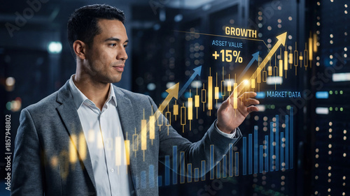 Investor analysis, growth chart and finance technology for market data, business and trading