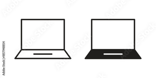 Laptop icons. Outline and filled icons. Vector Graphic. EPS 10