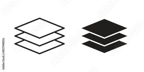 Layers icons. Outline and filled icons. Vector Graphic. EPS 10