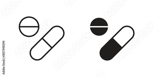 Medicine icons. Outline and filled icons. Vector Graphic. EPS 10