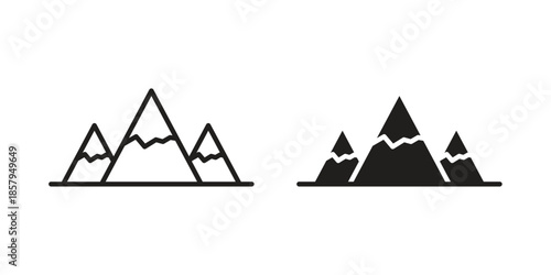 Mountains icons. Outline and filled icons. Vector Graphic. EPS 10