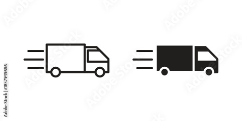 Moving truck icons. Outline and filled icons. Vector Graphic. EPS 10
