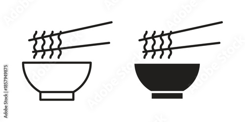 Noodles icons. Outline and filled icons. Vector Graphic. EPS 10
