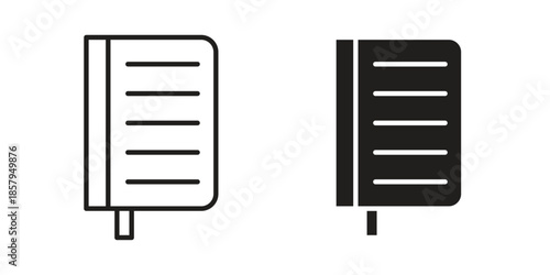 Notebook icons. Outline and filled icons. Vector Graphic. EPS 10