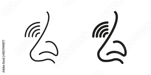 Nose pain icons. Outline and filled icons. Vector Graphic. EPS 10
