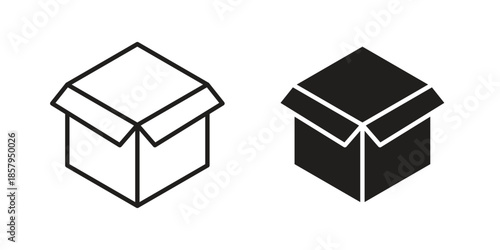 Open box icons. Outline and filled icons. Vector Graphic. EPS 10