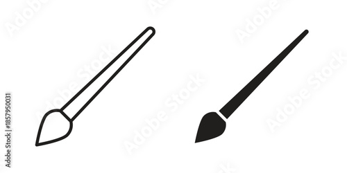 Paint brush icons. Outline and filled icons. Vector Graphic. EPS 10