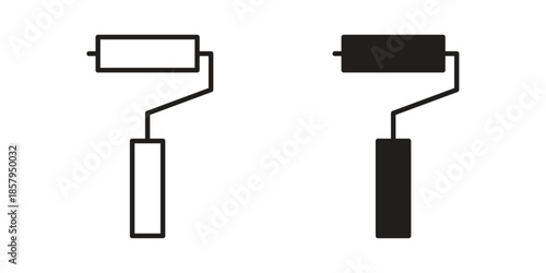 Paint roller icons. Outline and filled icons. Vector Graphic. EPS 10