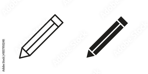 Pencil icons. Outline and filled icons. Vector Graphic. EPS 10