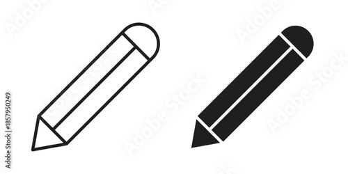 Pencil icons. Outline and filled icons. Vector Graphic. EPS 10