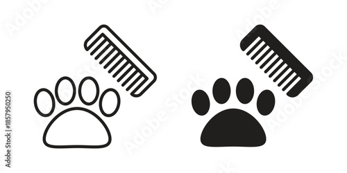 Pet grooming icons. Outline and filled icons. Vector Graphic. EPS 10