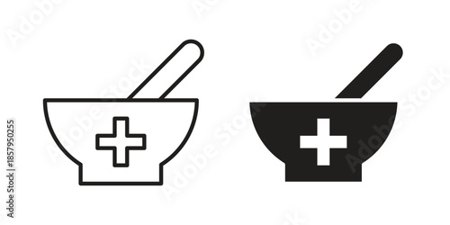 Pharmacy icons. Outline and filled icons. Vector Graphic. EPS 10