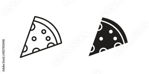 Pizza slice icons. Outline and filled icons. Vector Graphic. EPS 10