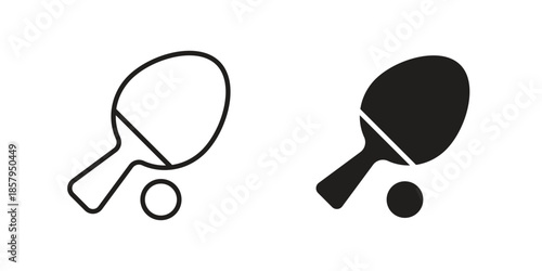 Ping pong icons. Outline and filled icons. Vector Graphic. EPS 10