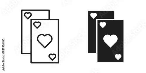 Playing cards icons. Outline and filled icons. Vector Graphic. EPS 10