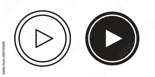 Play icons. Outline and filled icons. Vector Graphic. EPS 10