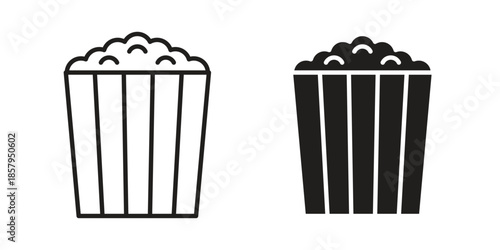 Popcorn icons. Outline and filled icons. Vector Graphic. EPS 10