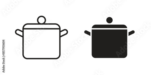 Pot icons. Outline and filled icons. Vector Graphic. EPS 10