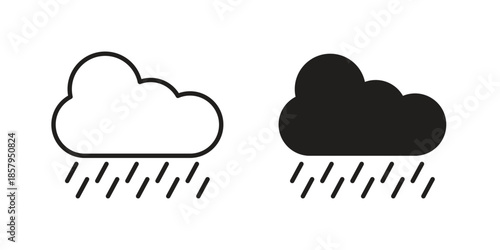 Rain icons. Outline and filled icons. Vector Graphic. EPS 10