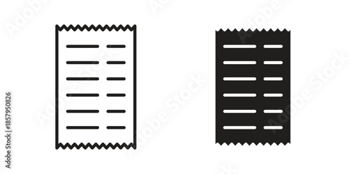 Receipt icons. Outline and filled icons. Vector Graphic. EPS 10