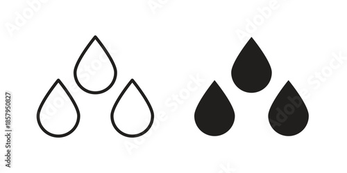 Raindrops icons. Outline and filled icons. Vector Graphic. EPS 10