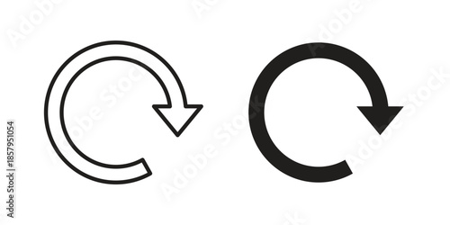 Rotate right icons. Outline and filled icons. Vector Graphic. EPS 10