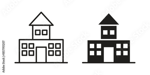 school icons. Outline and filled icons. Vector Graphic. EPS 10