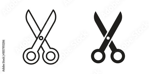 Scissors icons. Outline and filled icons. Vector Graphic. EPS 10
