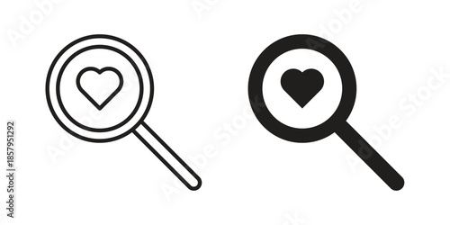Search heart icons. Outline and filled icons. Vector Graphic. EPS 10