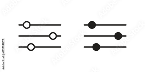 Settings sliders icons. Outline and filled icons. Vector Graphic. EPS 10