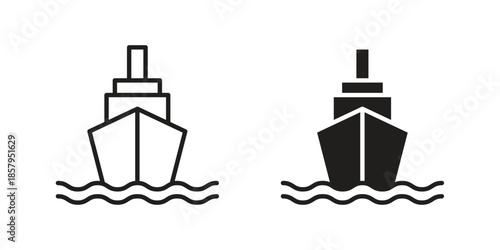 Ship icons. Outline and filled icons. Vector Graphic. EPS 10