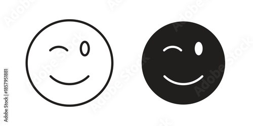 Smile wink icons. Outline and filled icons. Vector Graphic. EPS 10