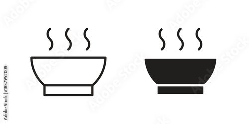 Soup icons. Outline and filled icons. Vector Graphic. EPS 10