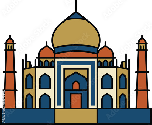 Taj Mahal India Historic Mausoleum Vector Icon
