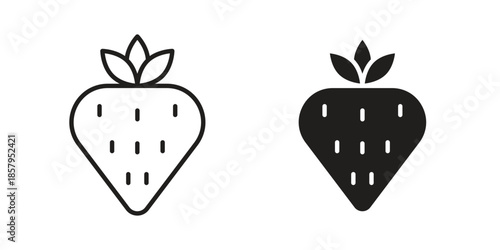 Strawberry icons. Outline and filled icons. Vector Graphic. EPS 10