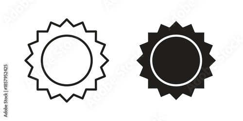 Sun icons. Outline and filled icons. Vector Graphic. EPS 10