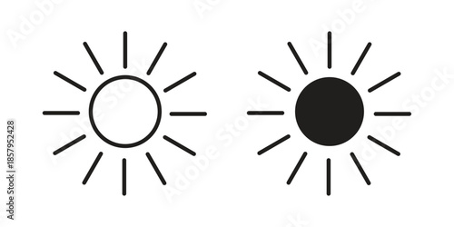 Sun icons. Outline and filled icons. Vector Graphic. EPS 10