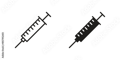 Syringe icons. Outline and filled icons. Vector Graphic. EPS 10