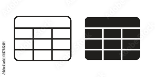 Table layout icons. Outline and filled icons. Vector Graphic. EPS 10