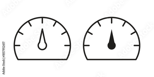 Tachometer icons. Outline and filled icons. Vector Graphic. EPS 10