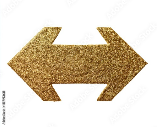 Sparkling gold double-ended arrow against a stark white backdrop