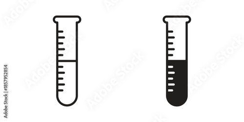 Test tube icons. Outline and filled icons. Vector Graphic. EPS 10