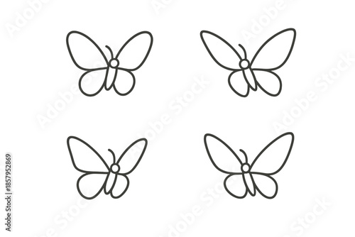 Line Style Garden Flyers. Line style icons of Garden Flyers: floating creature, curved wings, soft glide form, tiny body shape,
