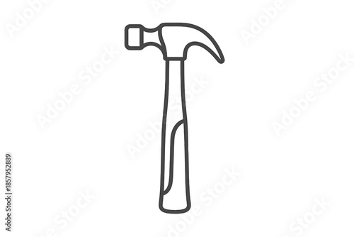 Line Style Hammer. Line style icons of Hammer: metal hammer, wooden handle, flat head, claw side, grip line, simple tool shape. No