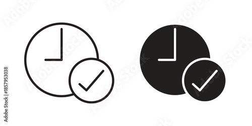 Time check icons. Outline and filled icons. Vector Graphic. EPS 10