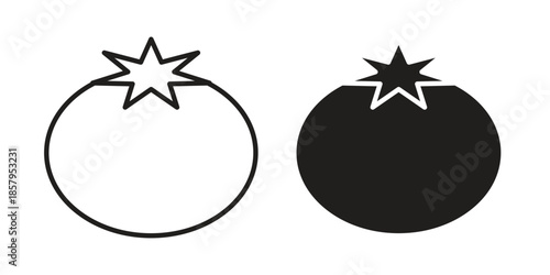 Tomato icons. Outline and filled icons. Vector Graphic. EPS 10