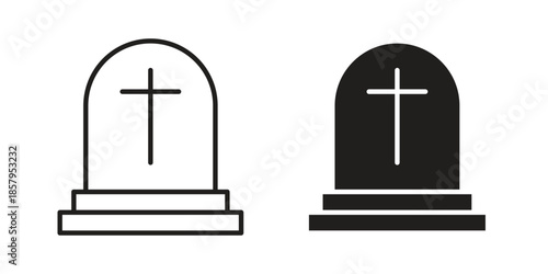 Tombstone icons. Outline and filled icons. Vector Graphic. EPS 10