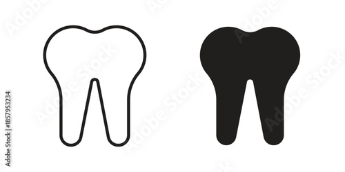 Tooth icons. Outline and filled icons. Vector Graphic. EPS 10