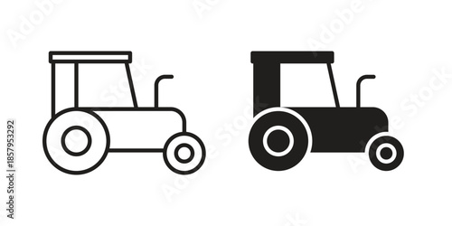 Tractor icons. Outline and filled icons. Vector Graphic. EPS 10