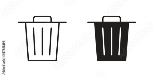 Trash icons. Outline and filled icons. Vector Graphic. EPS 10